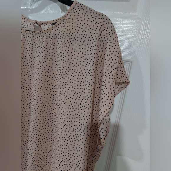 Halogen Pink and Black Polka Dot Short Sleeve Blouse in Size 2X - Picture 5 of 8
